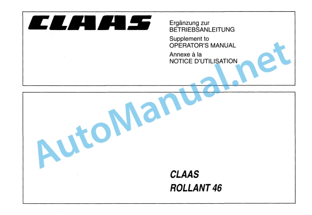 Claas Rollant 46 (007) Balers Operator Manual EN 2 Claas Rollant 46 (007) Balers Operator Manual EN - Image 2