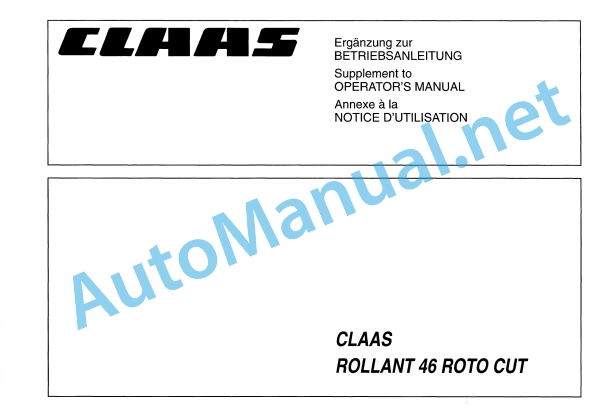 Claas Rollant 46 Roto Cut (046) Balers Operator Manual EN 4 Claas Rollant 46 Roto Cut (046) Balers Operator Manual EN - Image 4