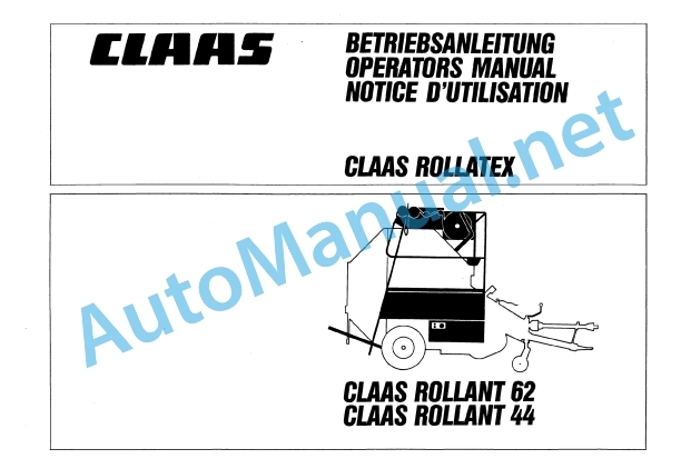 Claas Rollant 62 (003) Balers Operator Manual EN 3 Claas Rollant 62 (003) Balers Operator Manual EN - Image 3
