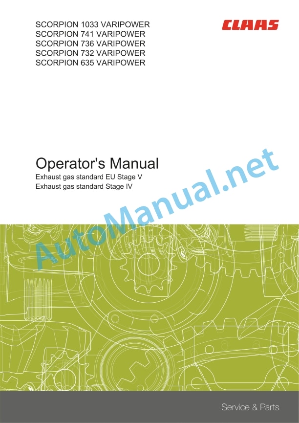 Claas Scorpion 1033 (K34) Telehandlers Operator Manual EN 2 Claas Scorpion 1033 (K34) Telehandlers Operator Manual EN - Image 2