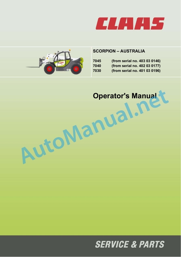 Claas Scorpion 7030 (K02) Telehandlers Operator Manual EN 3 Claas Scorpion 7030 (K02) Telehandlers Operator Manual EN - Image 3