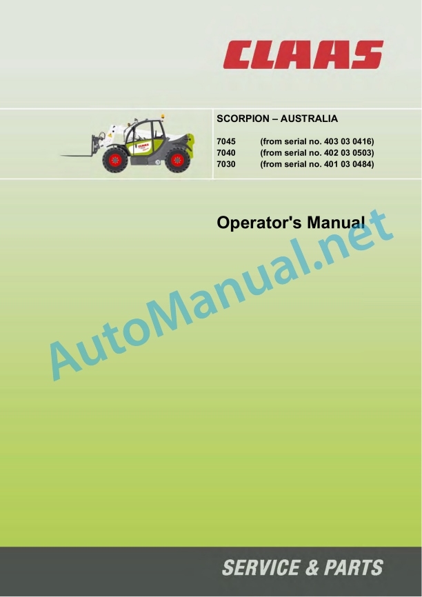 Claas Scorpion 7030 (K02) Telehandlers Operator Manual EN 5 Claas Scorpion 7030 (K02) Telehandlers Operator Manual EN - Image 5