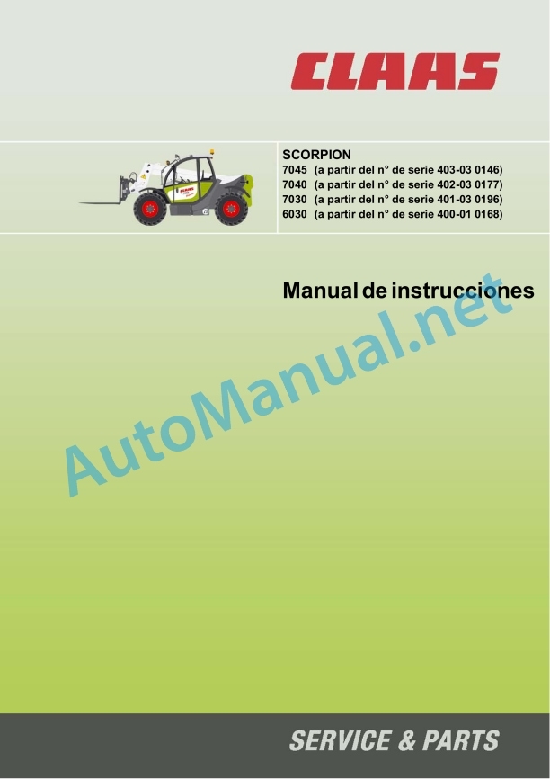 Alternative view of Claas Scorpion 7030 (K12) Telehandlers Operator Manual ES