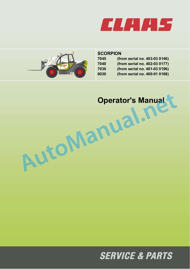 Claas Scorpion 7045 7040 (K04) Telehandlers Operator Manual EN 3 Claas Scorpion 7045 7040 (K04) Telehandlers Operator Manual EN - Image 3