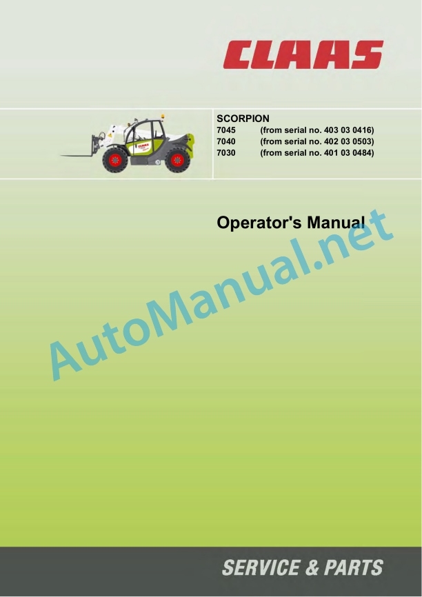 Claas Scorpion 7045 7040 (K04) Telehandlers Operator Manual EN 5 Claas Scorpion 7045 7040 (K04) Telehandlers Operator Manual EN - Image 5