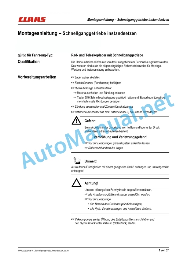 Claas Scorpion 7045 7040 (K04) Telehandlers Repair Manual EN 8 Claas Scorpion 7045 7040 (K04) Telehandlers Repair Manual EN - Image 8