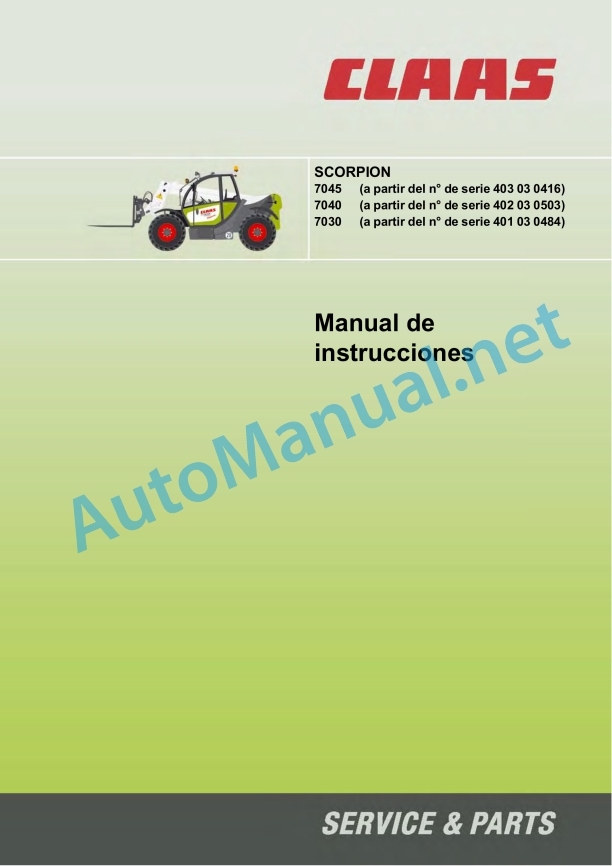 Claas Scorpion 7045 7040 (K14) Telehandlers Operator Manual ES 3 Claas Scorpion 7045 7040 (K14) Telehandlers Operator Manual ES - Image 3