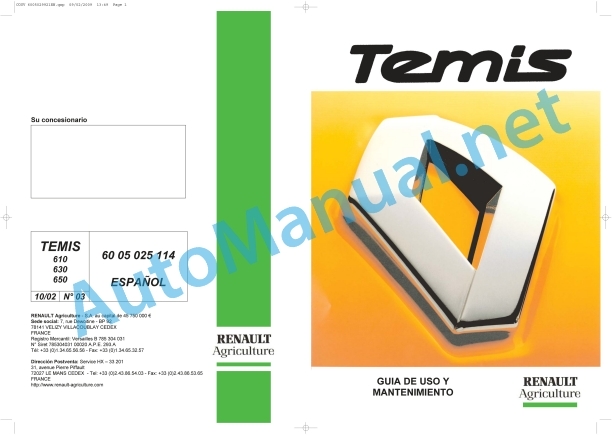 Claas Temis 650 630 610 Rx, X, Z (T05) Tractors Operator Manual ES 2 Claas Temis 650 630 610 Rx, X, Z (T05) Tractors Operator Manual ES - Image 2