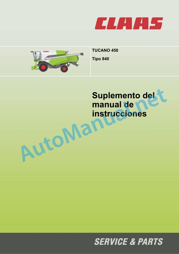 Alternative view of Claas Tucano 480-470 (840) Combines Operator Manual ES