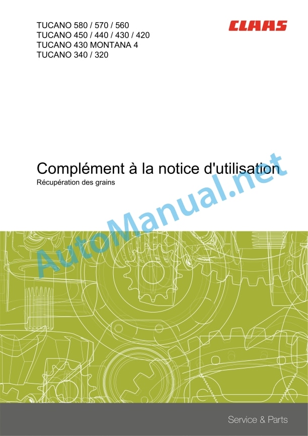 Alternative view of Claas Tucano 580-570 (C38) Combines Operator Manual FR