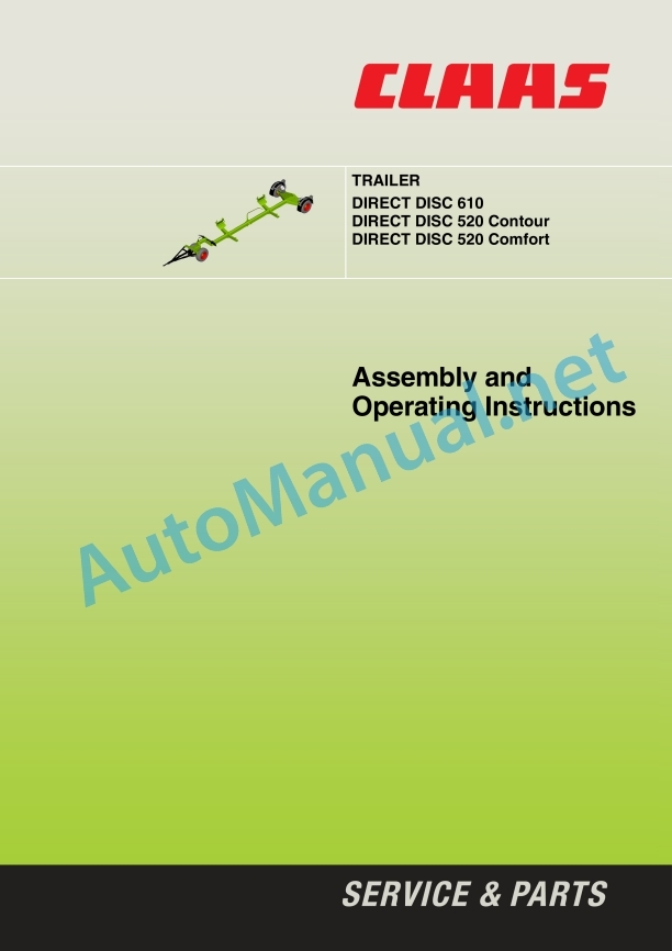 Alternative view of Claas Tw Direct Disc 520 (469) Forage Harvesters Operator Manual EN