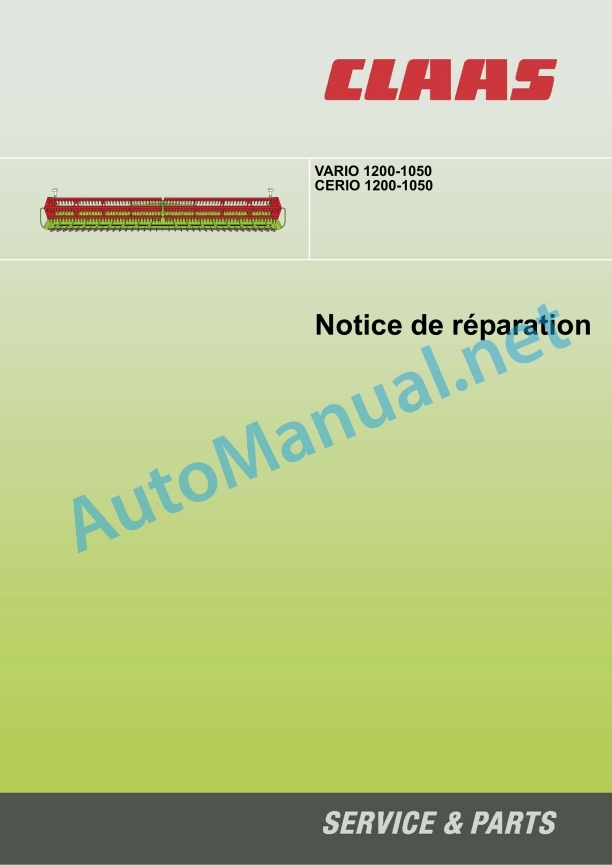 Alternative view of Claas V1350-V1050 Lexion Tucano (529) Combines Repair Manual FR