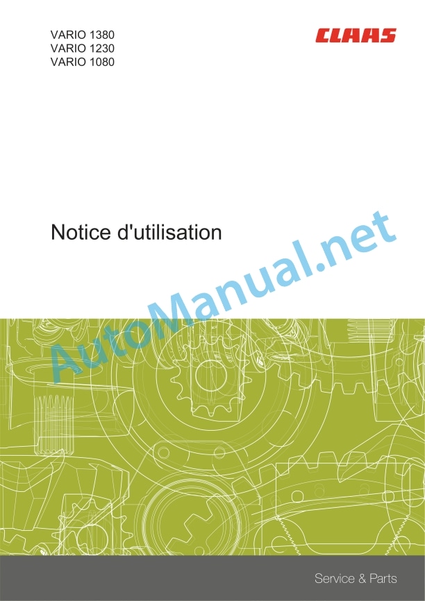Alternative view of Claas V1380-1080 (540) Combines Operator Manual FR