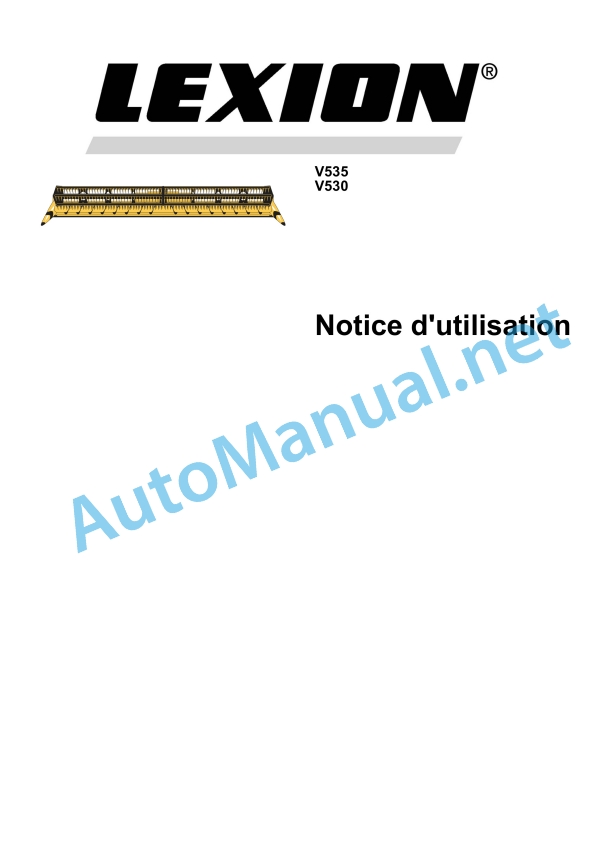 Alternative view of Claas V535 V530 Vario Cat (718) Combines Operator Manual FR