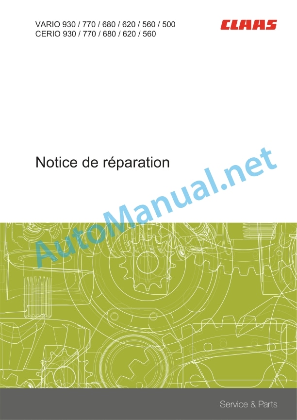 Alternative view of Claas V930-770 C930-560 (D06) Combines Repair Manual FR