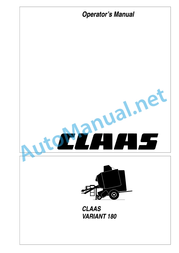 Alternative view of Claas Variant 180 (049) Balers Operator Manual EN