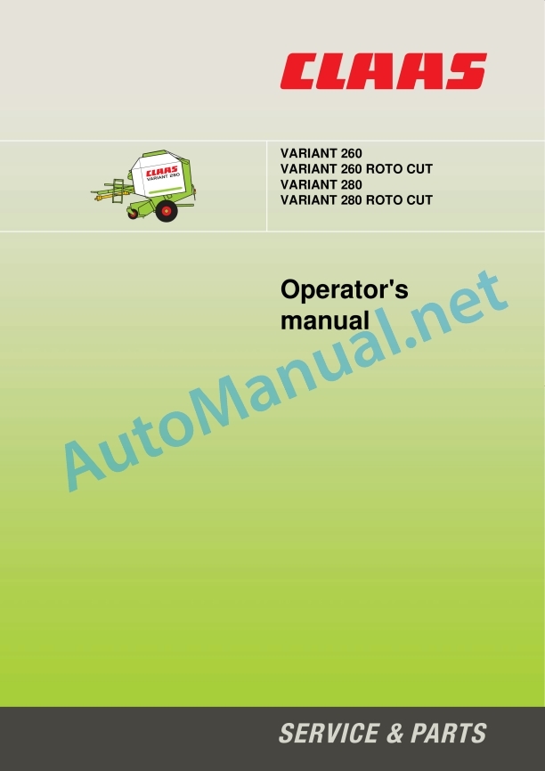 Alternative view of Claas Variant 260 Rc (732) Balers Operator Manual EN
