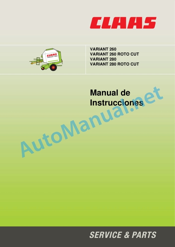 Alternative view of Claas Variant 280 Rc (730) Baler Operator Manual ES