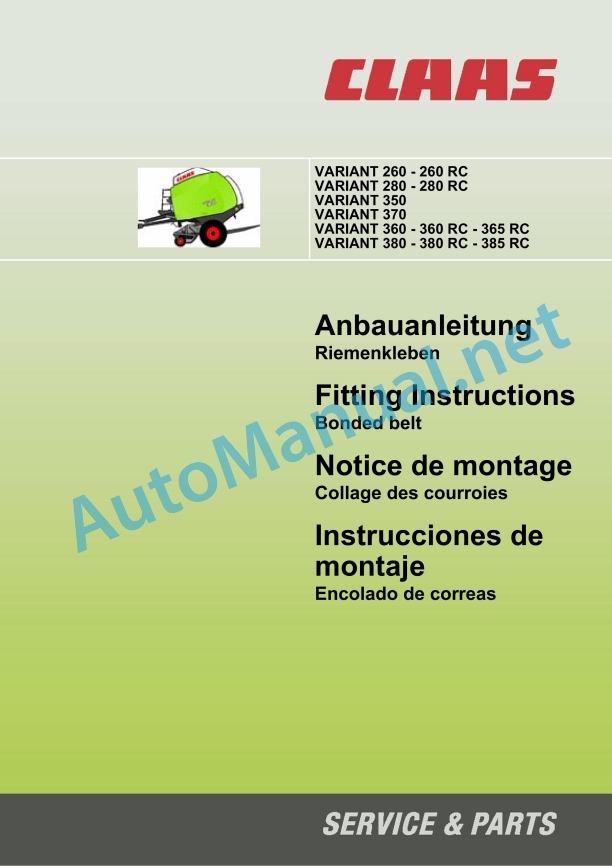 Claas Variant 350 (770) Balers Assembly Instruction EN 6 Claas Variant 350 (770) Balers Assembly Instruction EN - Image 6