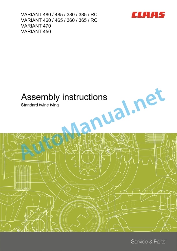 Claas Variant 350 (770) Balers Assembly Instruction EN 9 Claas Variant 350 (770) Balers Assembly Instruction EN - Image 9