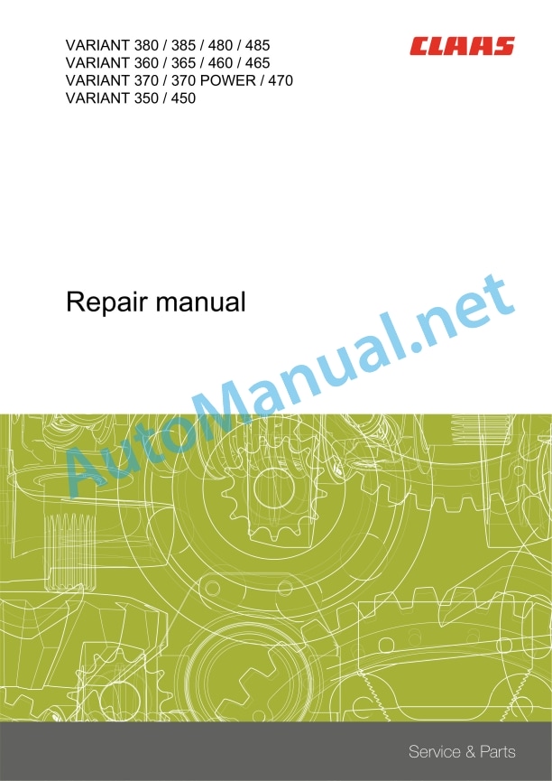 Alternative view of Claas Variant 350 (770) Balers Repair Manual EN