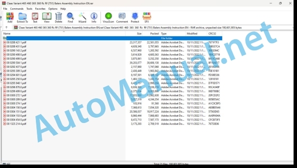 Claas Variant 465 460 365 360 Rc Rf (751) Balers Assembly Instruction EN