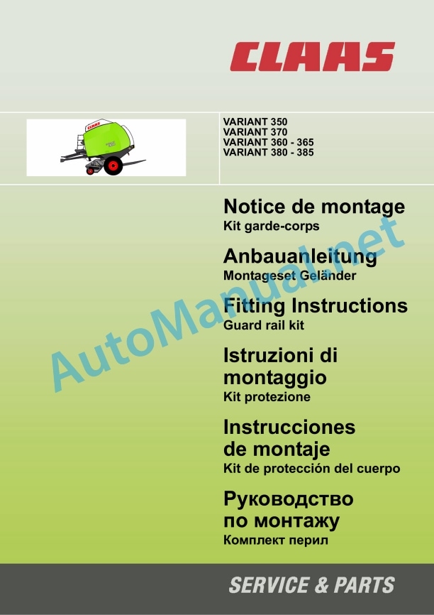 Claas Variant 465 460 365 360 Rc Rf (751) Balers Operator Manual EN 3 Claas Variant 465 460 365 360 Rc Rf (751) Balers Operator Manual EN - Image 3