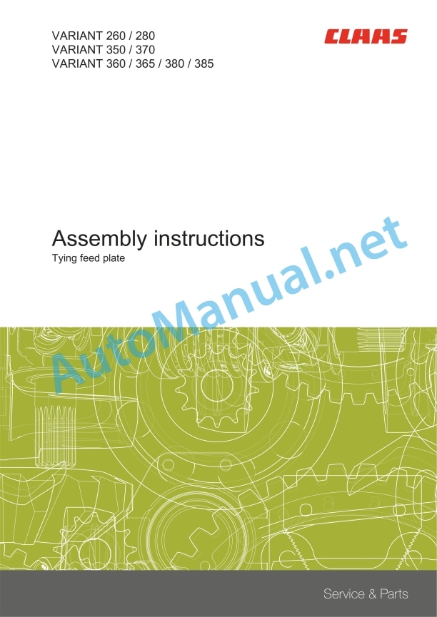 Alternative view of Claas Variant 485 480 385 380 Rc Rf (752) Balers Assembly Instruction EN