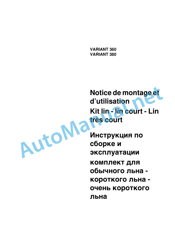 Claas Variant 485 480 385 380 Rc Rf (752) Balers Operator Manual EN 6 Claas Variant 485 480 385 380 Rc Rf (752) Balers Operator Manual EN - Image 6