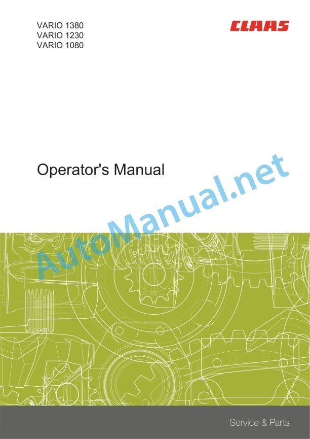 Alternative view of Claas Vario 1380-1080 (536) Combines Operator Manual EN