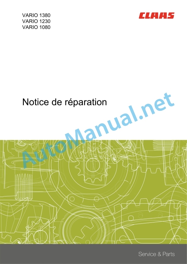 Alternative view of Claas Vario 1380-1080 (536) Combines Repair Manual FR