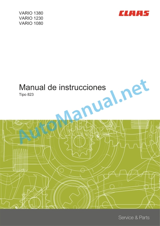 Alternative view of Claas Vario 1380-1080 (823) Combines Operator Manual ES