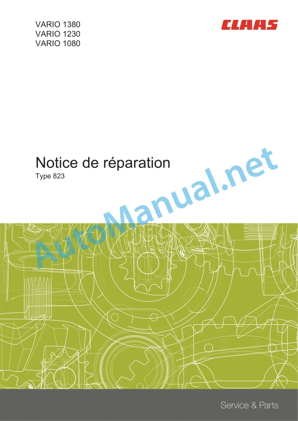 Alternative view of Claas Vario 1380-1080 (823) Combines Repair Manual FR