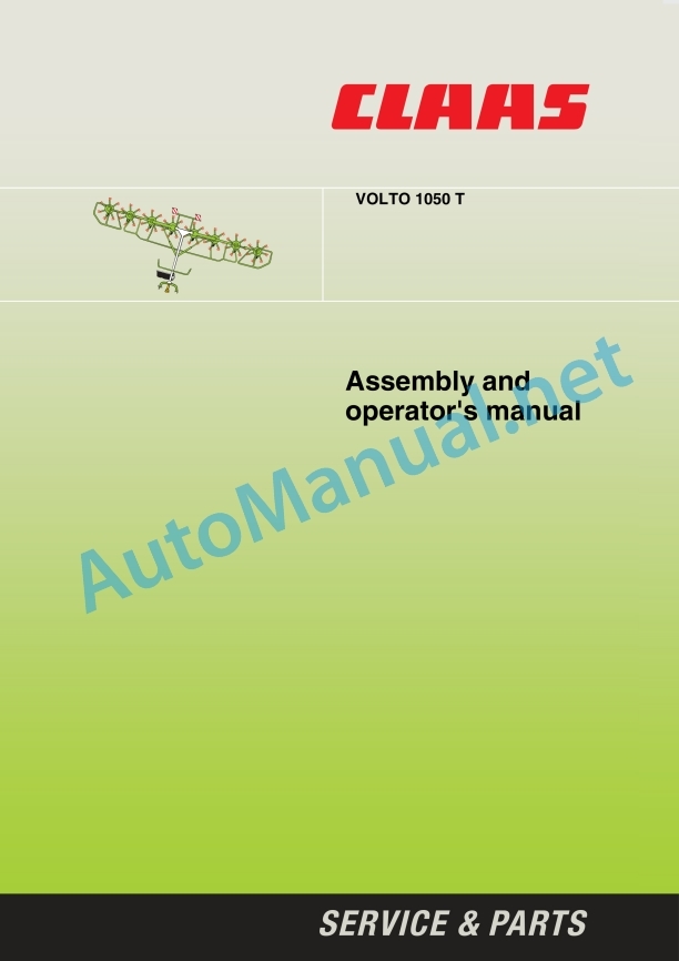 Alternative view of Claas Volto 1050 (625) Tedders Operator Manual EN