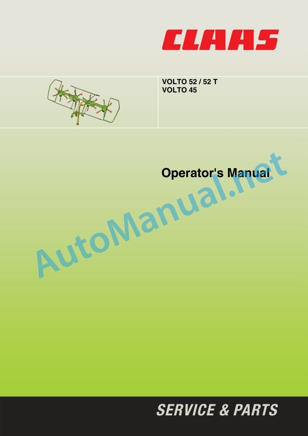 Alternative view of Claas Volto 52 (630) Tedders Operator Manual EN