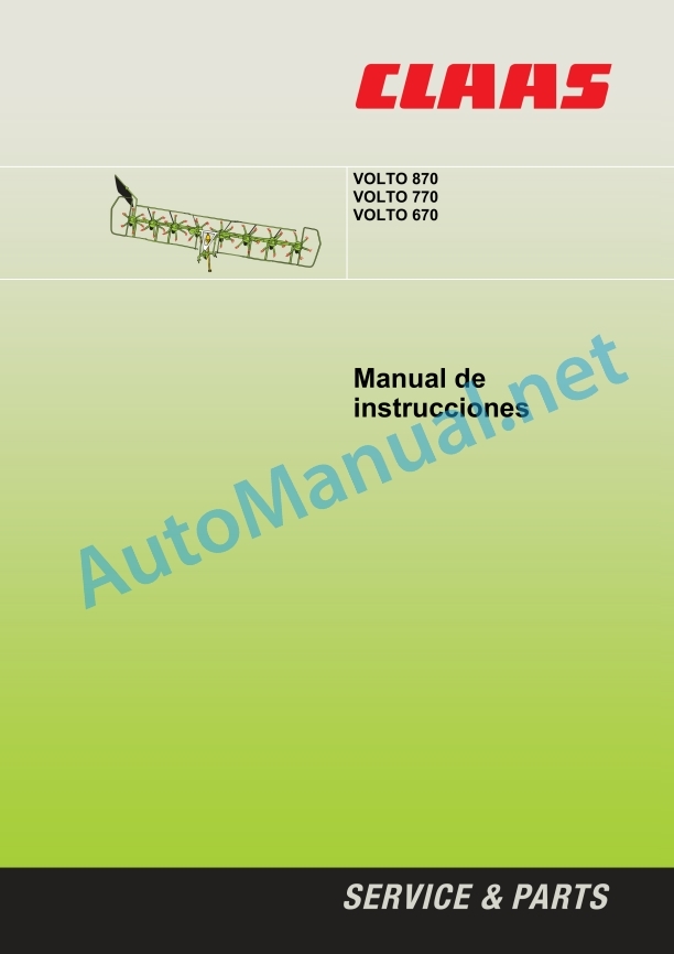 Alternative view of Claas Volto 670 (628) Tedders Operator Manual ES