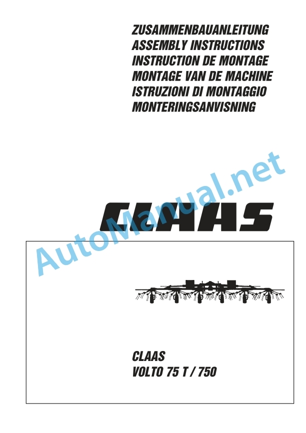 Alternative view of Claas Volto 75 T 750 (358) Tedders Assembly Instruction EN
