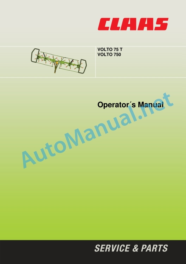 Alternative view of Claas Volto 75 T 750 (358) Tedders Operator Manual EN
