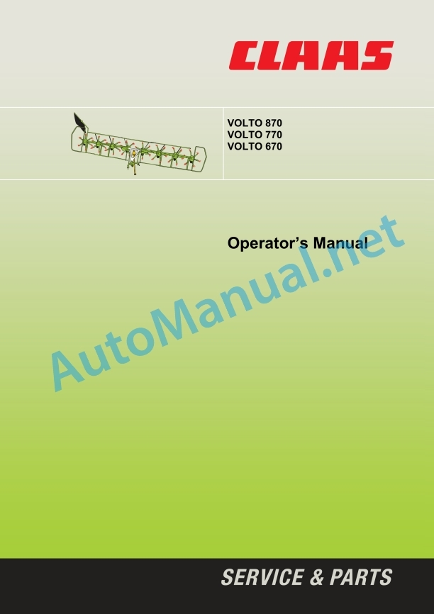 Alternative view of Claas Volto 770 T (627) Tedders Operator Manual EN
