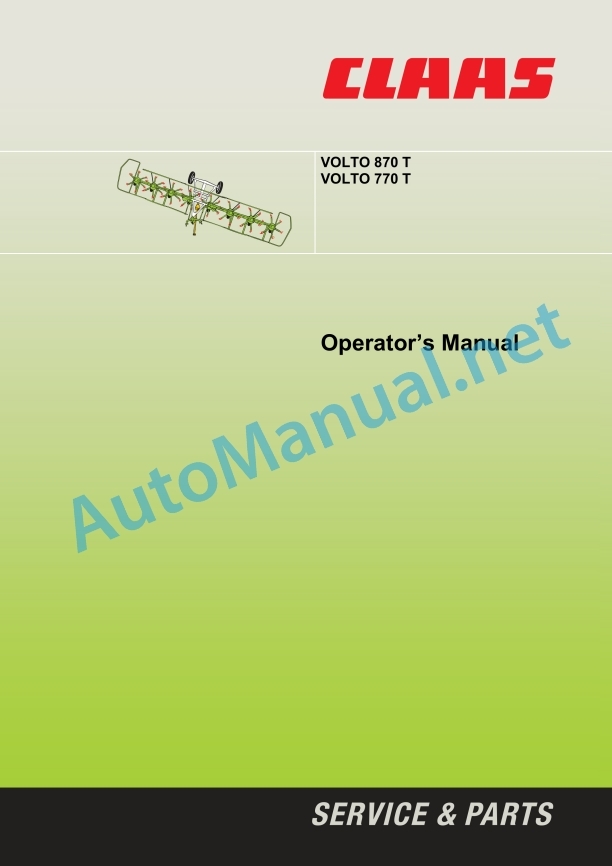 Claas Volto 870 H (629) Tedders Operator Manual EN 3 Claas Volto 870 H (629) Tedders Operator Manual EN - Image 3