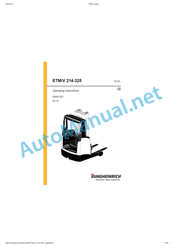 Jungheinrich ETM ETV 214-325 50441301 Operating Instruction Manual 03.2012