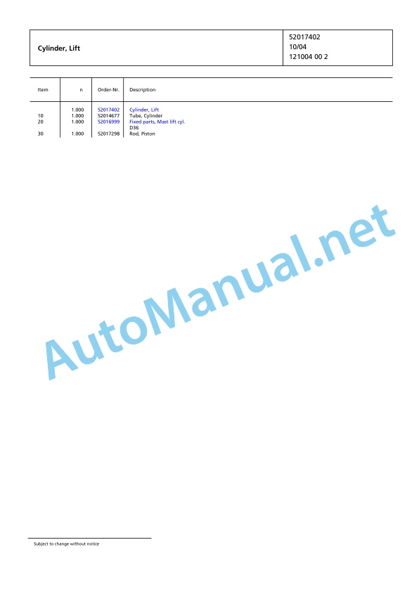 Jungheinrich Forklift 2ET3000 Spare Parts Manual FN426323 3 Jungheinrich Forklift 2ET3000 Spare Parts Manual FN426323 - Image 3