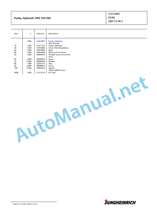 Jungheinrich Forklift DFG 316 GE115-330ZZ Spare Parts Manual FN424461 5 Jungheinrich Forklift DFG 316 GE115-330ZZ Spare Parts Manual FN424461 - Image 5
