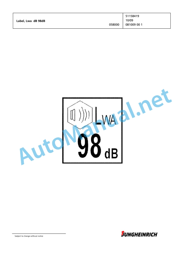 Alternative view of Jungheinrich Forklift DFG 316s G-450DZ Spare Parts Manual FN425702