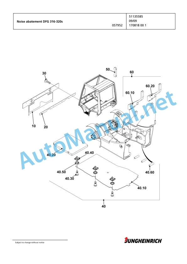 Alternative view of Jungheinrich Forklift DFG 316s G100-330ZZ Spare Parts Manual FN423702