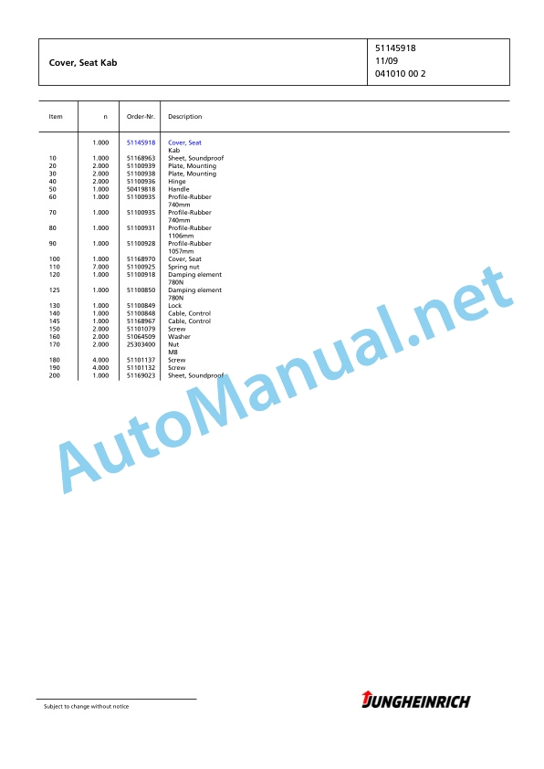 Alternative view of Jungheinrich Forklift DFG 316s G115-550DZ Spare Parts Manual FN426552