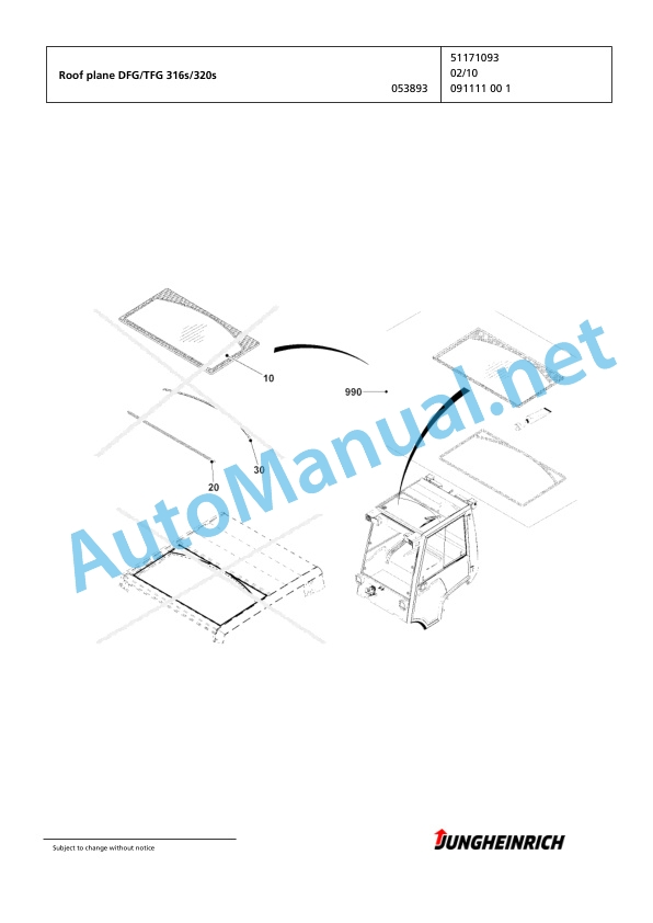 Alternative view of Jungheinrich Forklift DFG 316s GE105-330ZZ Spare Parts Manual FN425248