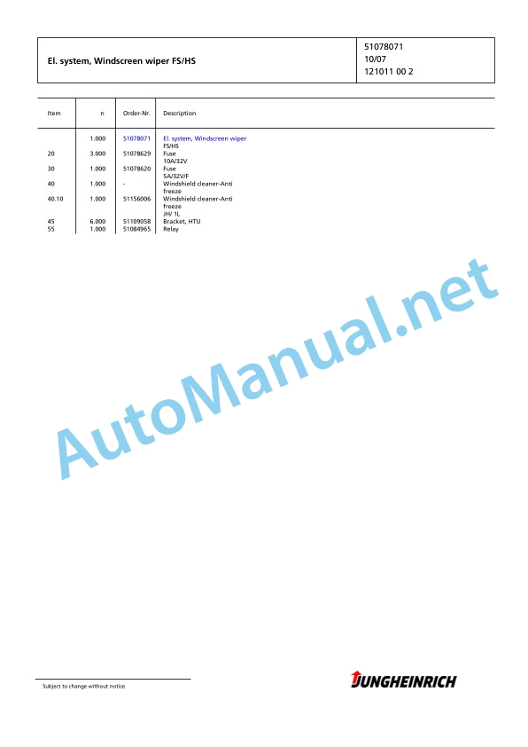 Jungheinrich Forklift DFG 316s GE105-330ZZ Spare Parts Manual FN425248 5 Jungheinrich Forklift DFG 316s GE105-330ZZ Spare Parts Manual FN425248 - Image 5
