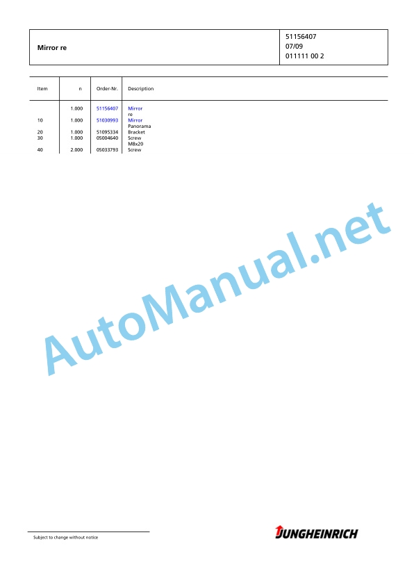 Alternative view of Jungheinrich Forklift DFG 316s GE115-330ZZ Spare Parts Manual FN425230