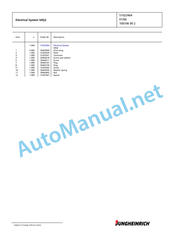 Jungheinrich Forklift DFG 320 G115-330ZT Spare Parts Manual FN425026 3 Jungheinrich Forklift DFG 320 G115-330ZT Spare Parts Manual FN425026 - Image 3